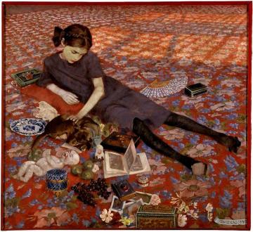 Girl On A Red Carpet Artwork by Felice Casorati