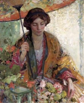 Woman With A Parasol Artwork by Richard Edward Miller