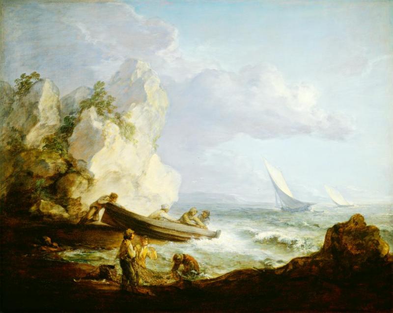 Seashore With Fishermen, C. 1781-1782 Artwork by Thomas Gainsborough