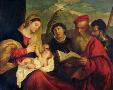 Mary With The Child And Saints Artwork by Titian