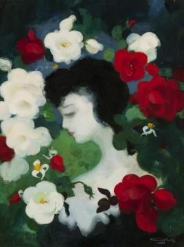 Woman with Flowers Artwork by James Stuart Park