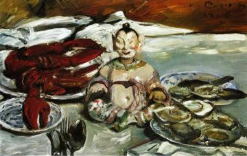Still Life with Buddha, Lobsters and Oysters Artwork by Lovis Corinth