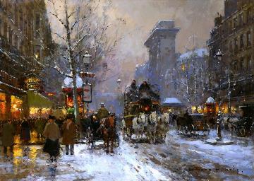 Porte St. Denis in the Winter Artwork by Edouard Léon Cortes