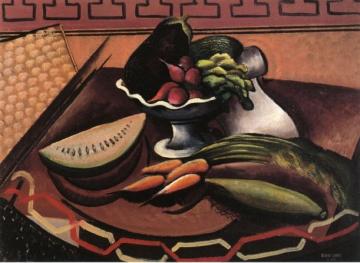 White Bowl, Vegetables, Watermelon, Carrots Artwork by Konrad Cramer