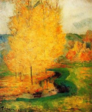 By The Stream, Autumn Artwork by Paul Gauguin