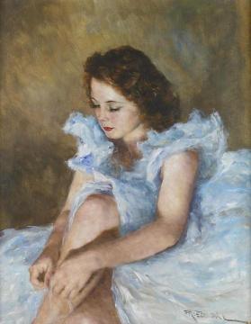 Lady in a Blue Dress (Mona) Artwork by Pál Fried