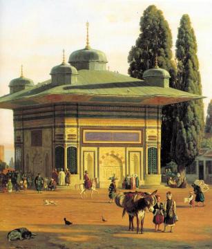 The Fountain In The Square Of St Sophia By The Gate Of The Seraglio In Constantinople (detail) Artwork by Martinus Rorbye