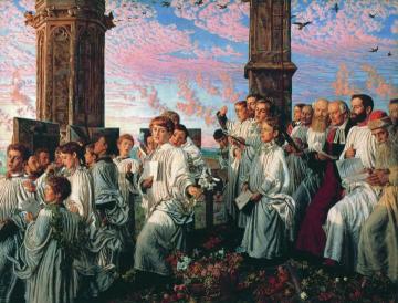 May Morning On Magdalen Tower Artwork by William Holman Hunt