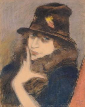 Woman in Black Hat Artwork by József Rippl-Rónai