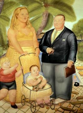 Frank Lloyd and his Family on Paradise Island Artwork by Fernando Botero