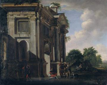 Capriccio Of A Triumphal Arch And Soldiers Artwork by Viviano Codazzi
