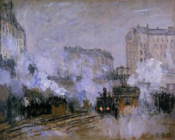 Exterior of the Saint-Lazare Station, Arrival of a Train Artwork by Claude Oscar Monet