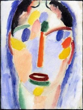 Mystical Head: Head in Blue Artwork by Alexej Jawlensky