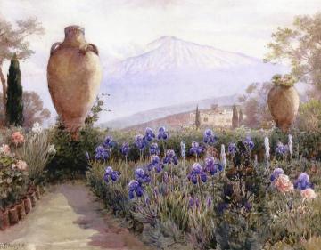Italian Gardens at Mount Vesuvius Artwork by Anna Mary Richards Brewster