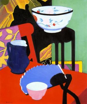 The Blue Fan Artwork by Francis Campbell Boileau Cadell