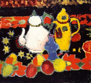 Still LIfe with Yellow Coffee Pot and White Tea Pot Artwork by Alexej Jawlensky