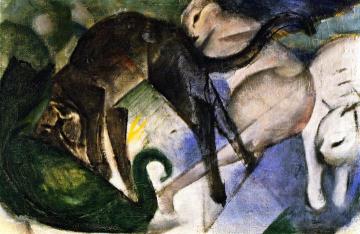 Playing Cats Artwork by Franz Marc
