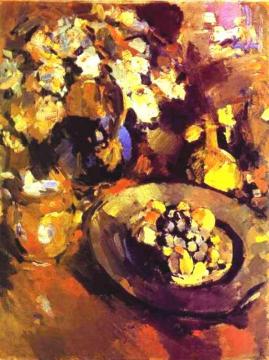 Still Life with Fruit and Bottle Artwork by Constantin Alexeevich Korovin