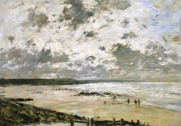 The Beach, Cloudy Sky Artwork by Eugène-Louis Boudin