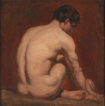 Male Nude, Kneeling, From The Back Artwork by William Etty