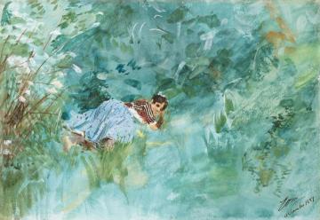 Girl In The Grass Artwork by Anders Zorn