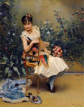 Aline with Flowers Artwork by Raimundo de Madrazo y Garreta