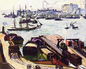 East River, New York: Manhattan from Brooklyn Artwork by Richard Haley Lever