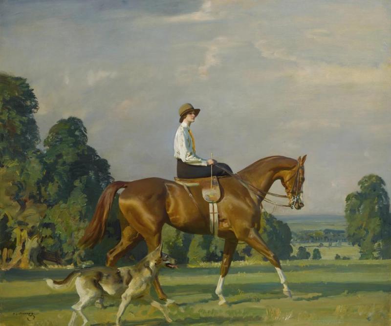 Miss Ruth Brady On Bugle Call Artwork by Sir Alfred James Munnings
