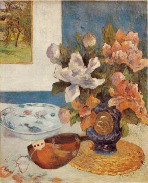 Still Life with Chinese Peonies and Mandolin Artwork by Paul Gauguin