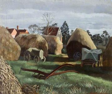 Haystacks, The Place Farm Artwork by John Arthur Malcolm Aldridge