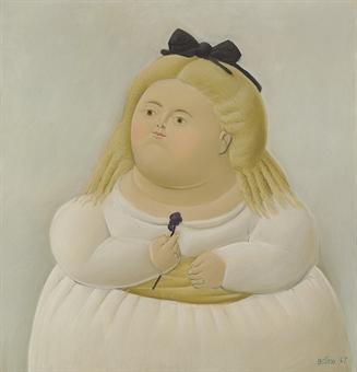 Girl with a White Dress Artwork by Fernando Botero