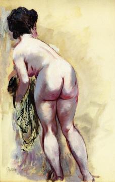 Standing Nude Artwork by George Grosz