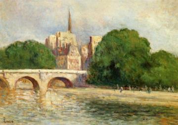 Paris, Notre Dame, The Seine and the Verdant Green Artwork by Maximilien Luce
