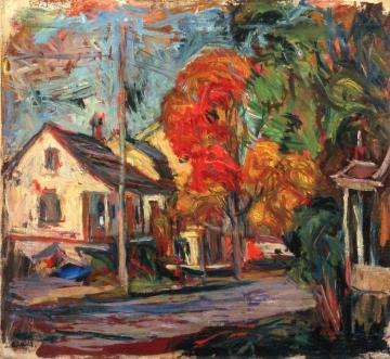 Red Tree, Autumn Artwork by Abraham A. Manievich