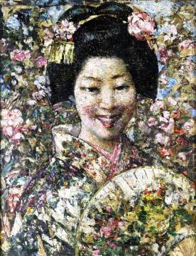 A Smiling Geisha Artwork by Edward Atkinson Hornel