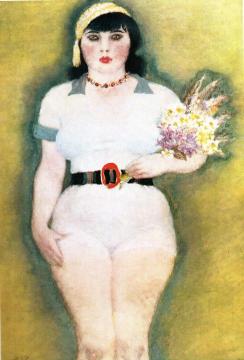 Girl with a Bouquet Artwork by Vladimir Lebedev