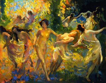 Dancing Women Artwork by Franz Bischoff
