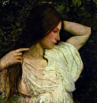 Girl Arranging Her Hair Artwork by Abbott Handerson Thayer