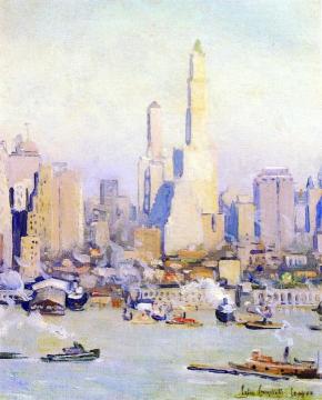 Lower Manhattan View: One of a Pair of Paintings Artwork by Colin Campbell Cooper