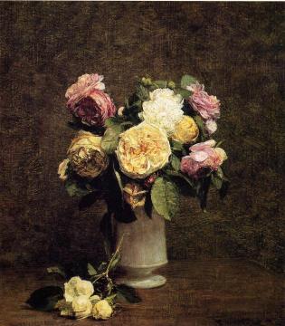 Roses in a White Porcelin Vase Artwork by Henri Fantin-Latour