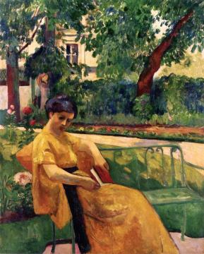 Jeanne in Yellow in the Garden at Neuilly Artwork by Henri Manguin