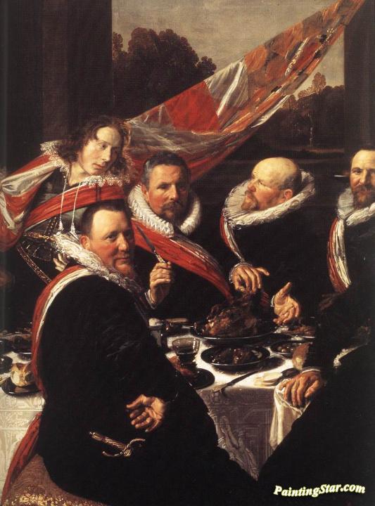 Banquet Of The Officers Of The St. George Civic Guard [detail] Artwork by Frans Hals