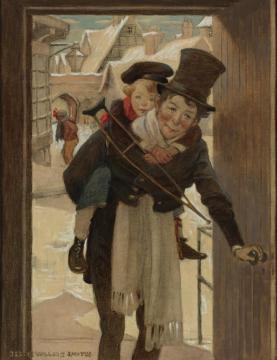 Tiny Tim And Bob Cratchit On Christmas Day (study) Artwork by Jessie Willcox Smith