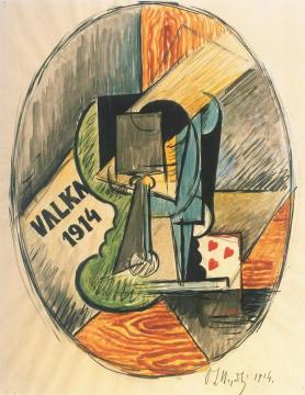 Still Life with a Cup nad Card Artwork by Otakar Nejedlý