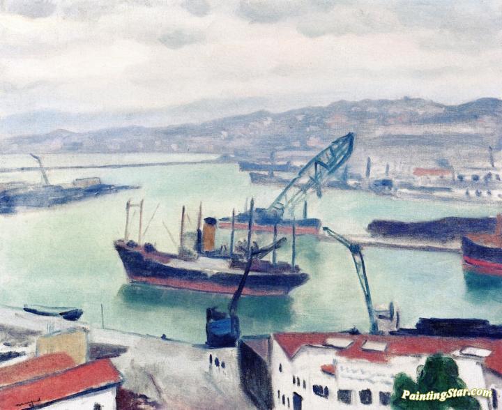 Freighter in Port Artwork by Albert Marquet