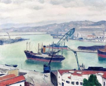 Freighter in Port Artwork by Albert Marquet