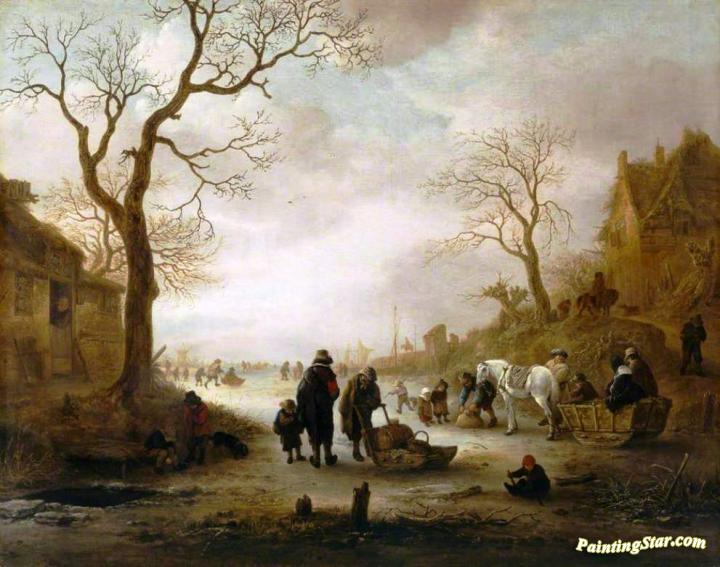 A Canal in Winter Artwork by Isaac van Ostade