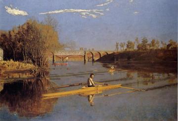 Max Schmitt In A Single Scull Artwork by Thomas Eakins