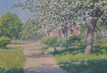 House with fruit trees Artwork by Johan Krouthén