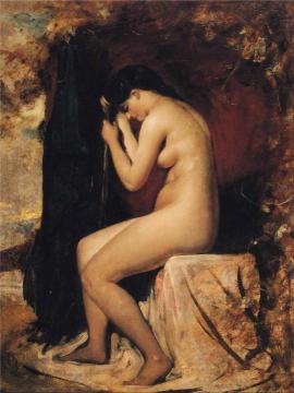 Seated Female Nude Artwork by William Etty
